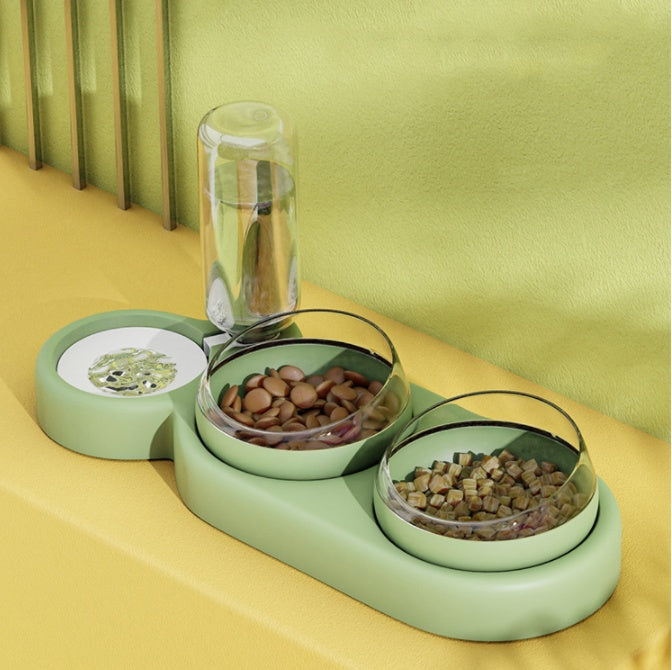 Cat Food Bowl With Water Fountain