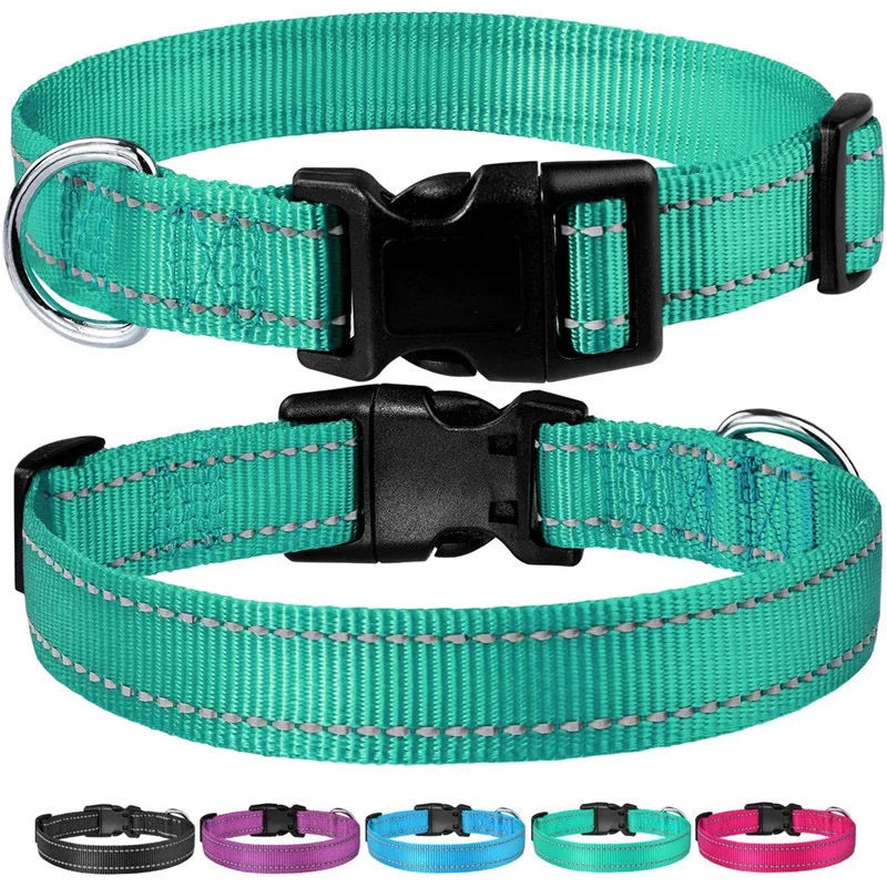 Reflective Dog Collar Strap With Adjustable Safety Rope