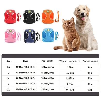 Reflective Pet Harness And Leash Set