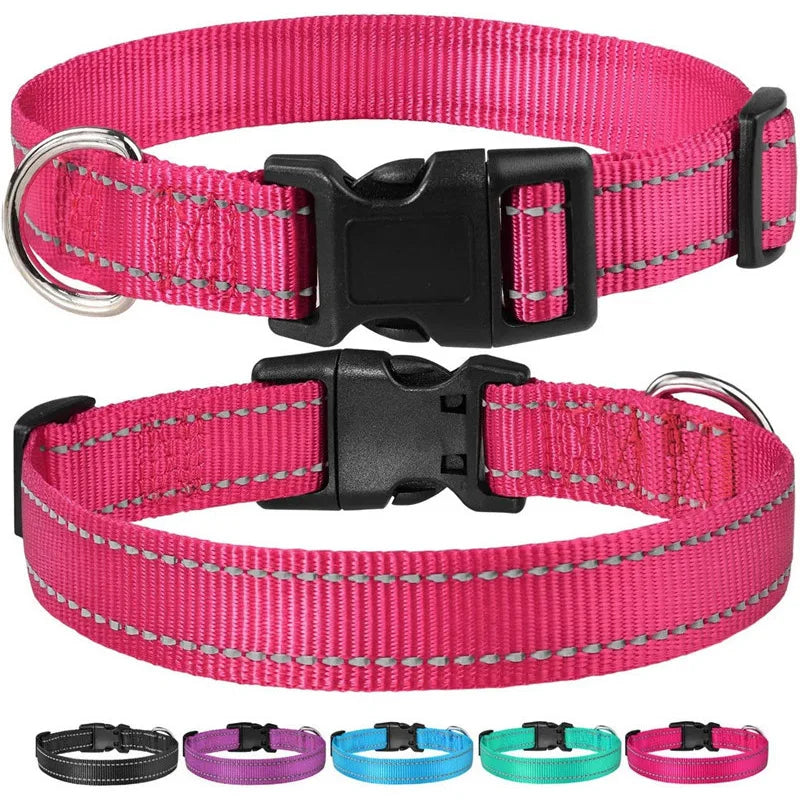 Reflective Dog Collar Strap With Adjustable Safety Rope