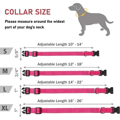 Reflective Dog Collar Strap With Adjustable Safety Rope