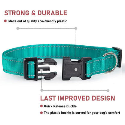 Reflective Dog Collar Strap With Adjustable Safety Rope